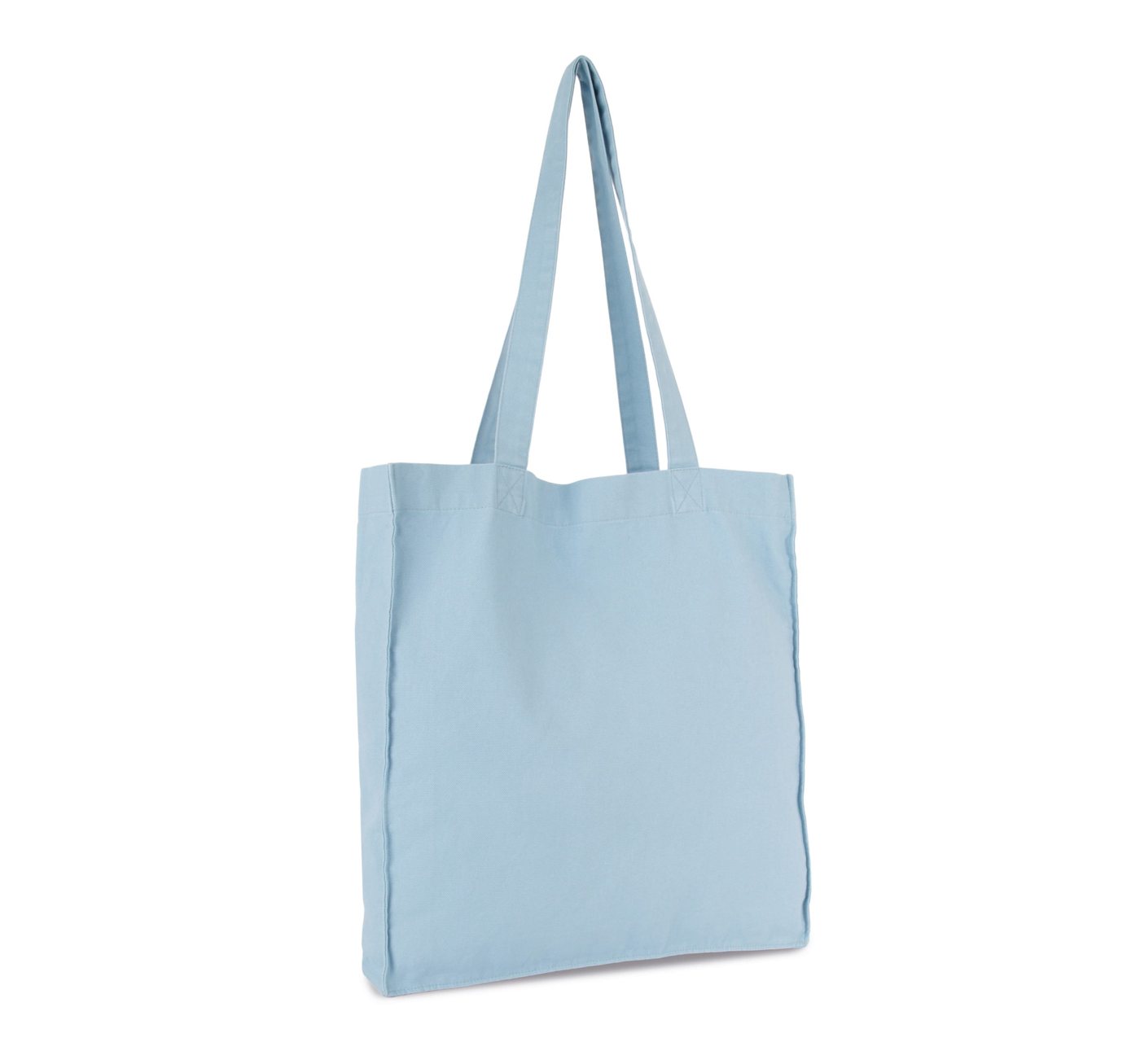 Lichtblauwe katoenen totebag met bodem