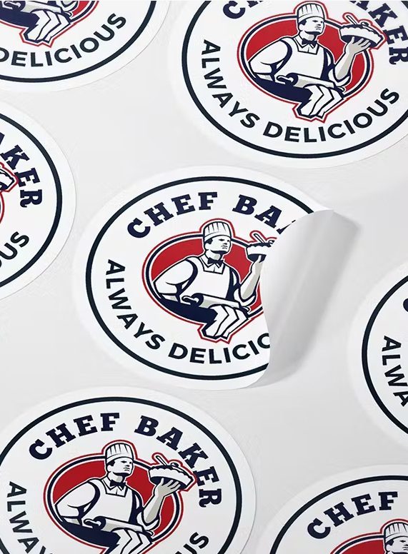 Stickervel met chef-illustratie