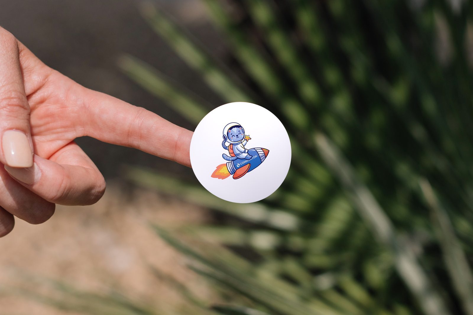 Ronde sticker met kattenillustratie