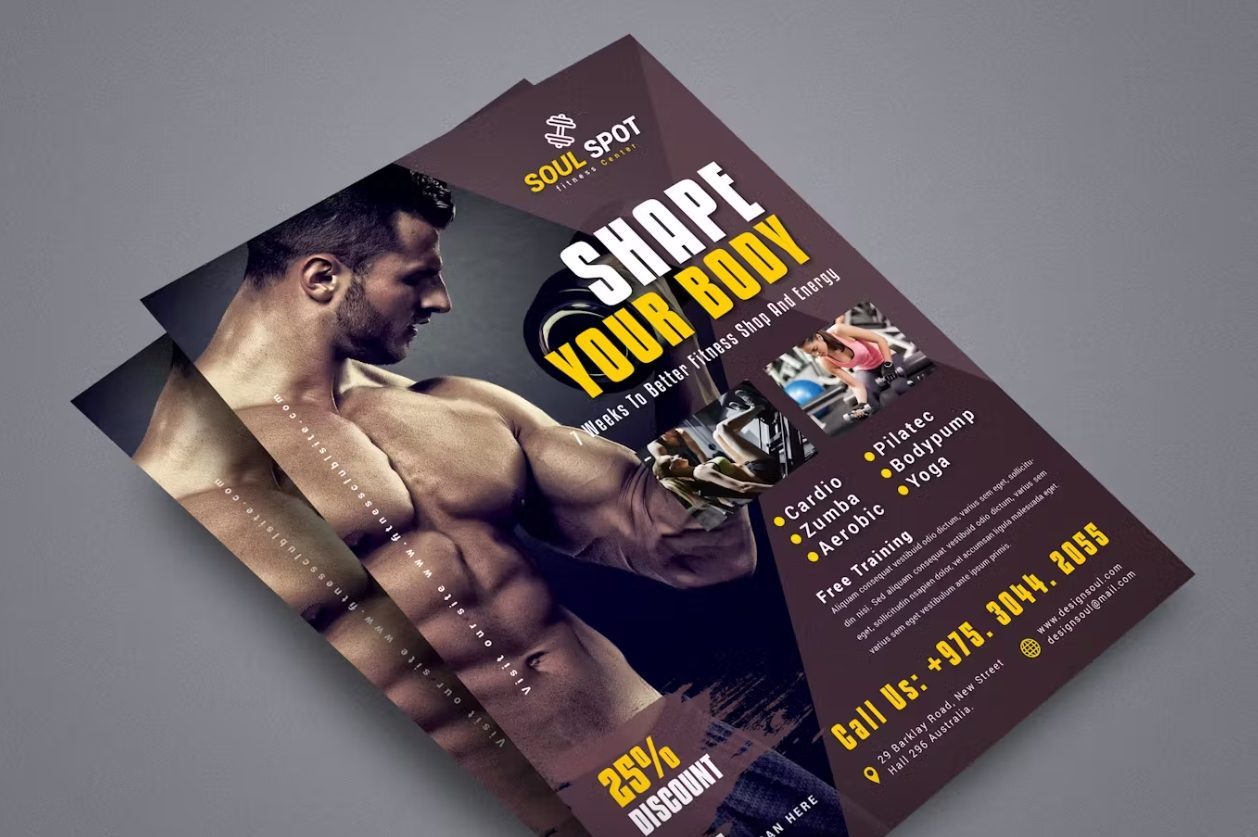 Flyer van een sportschool met een kortingsactie