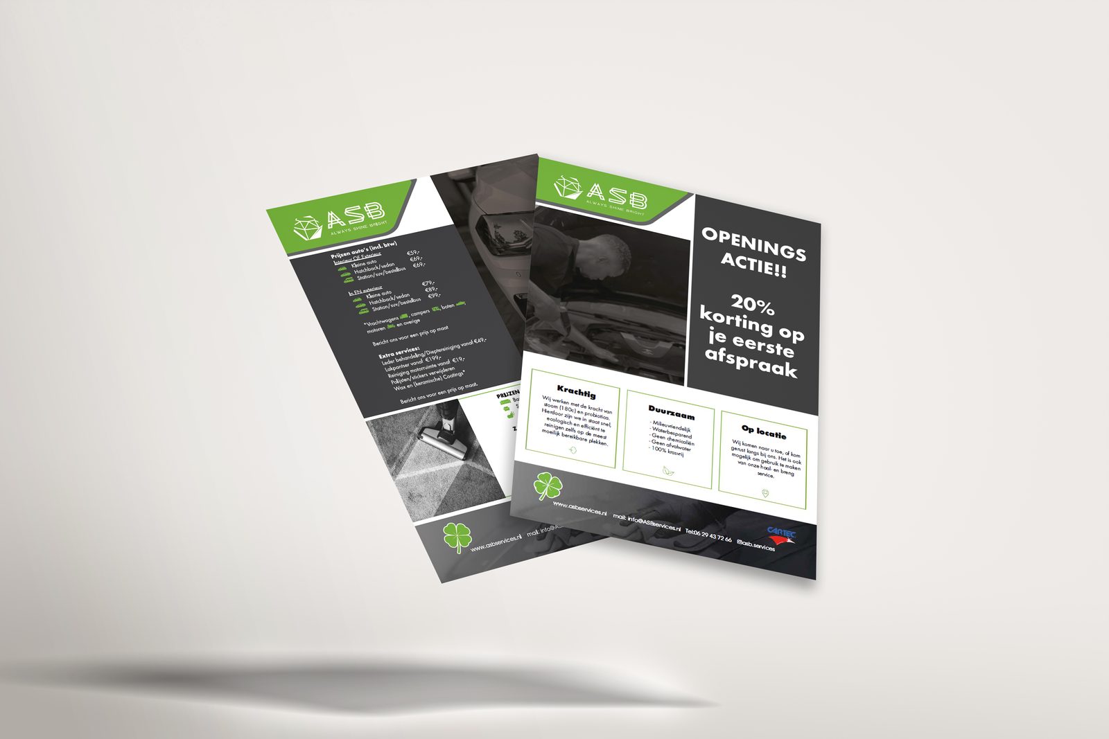 Gevouwen zakelijke folders met een openingsactie