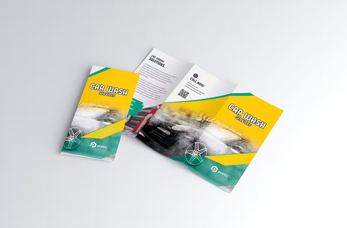 Driebladsfolders voor een wasstraat