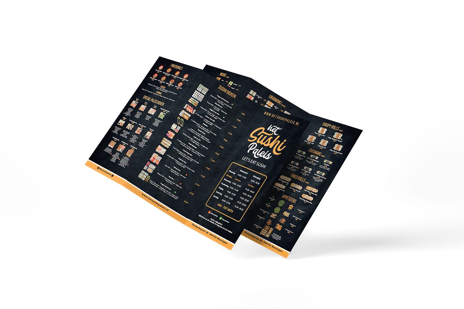 Folder van Het Sushi Paleis, gedrukt in Nijmegen