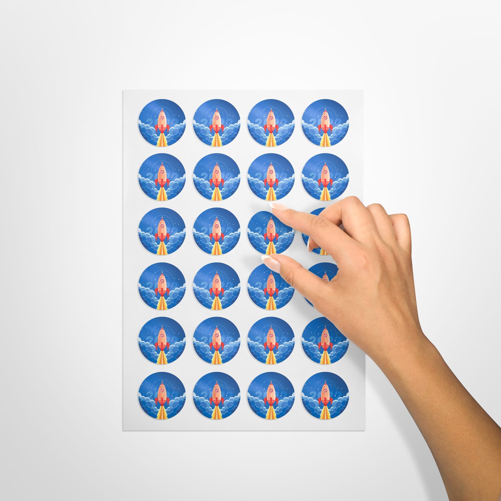 Stickervel met raket