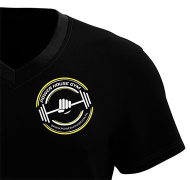 Zwart sportshirt met rond sportschoollogo