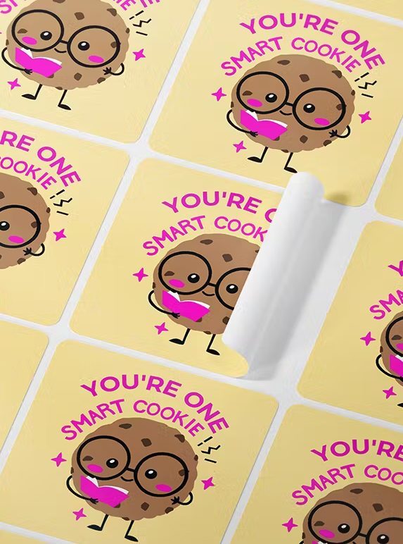 Detail van een gelamineerd stickervel